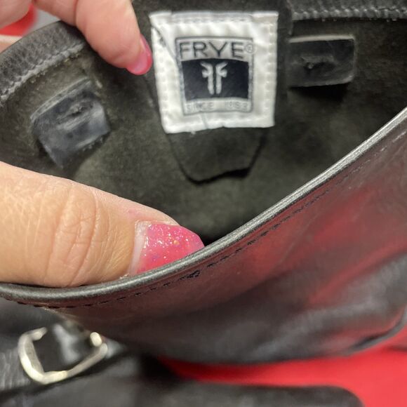 Frye Veronica Short Black Leather Moto Boots Womens Size 8B Buckle Biker Pull on - Picture 6 of 12